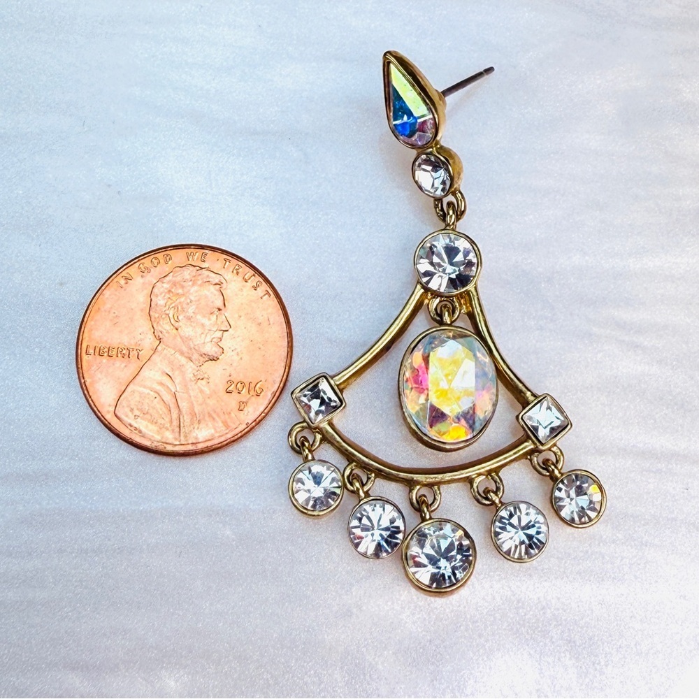 Vintage Givenchy aged goldtone / brasstone bling pierced earrings - Picture 9 of 9